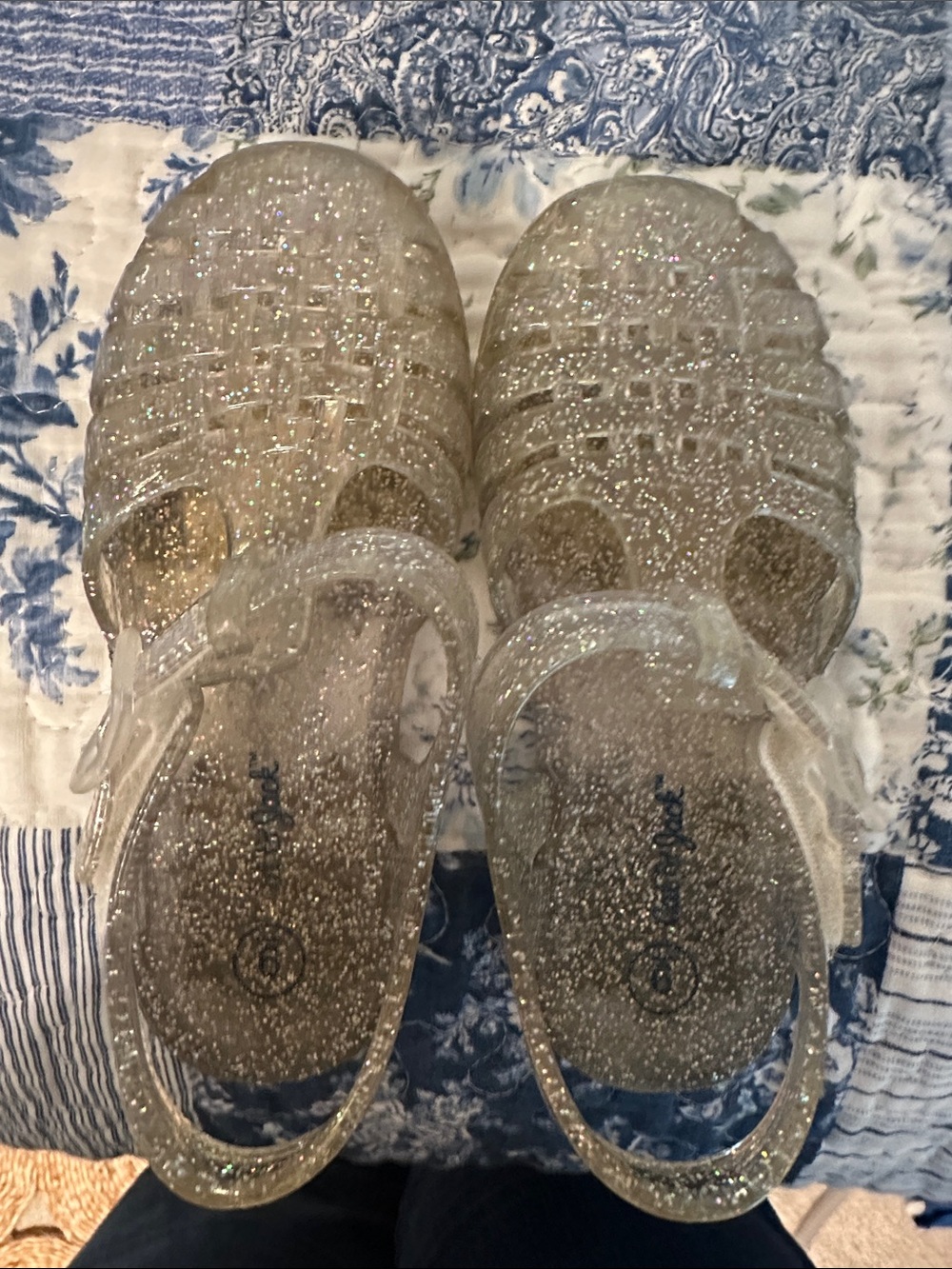 Cat and Jack Girls' Clear Glitter Jelly Sandals - Sparkle Finish
